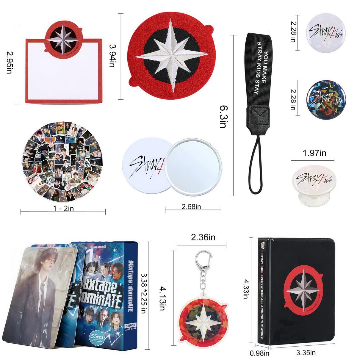 Stray Kidsアイエン グッズ セット Japior Stray Kids Gifts Set,Including Drawstring Bag, 8 Cartoon